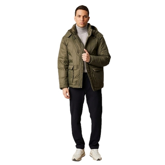 Hudson North  Men's Olive Green Down Winter Hooded Puffer Parka Coat Sz Medium - Picture 1 of 16